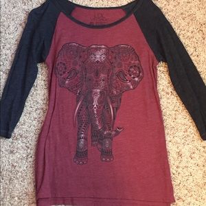 Red & Black Elephant Baseball Shirt